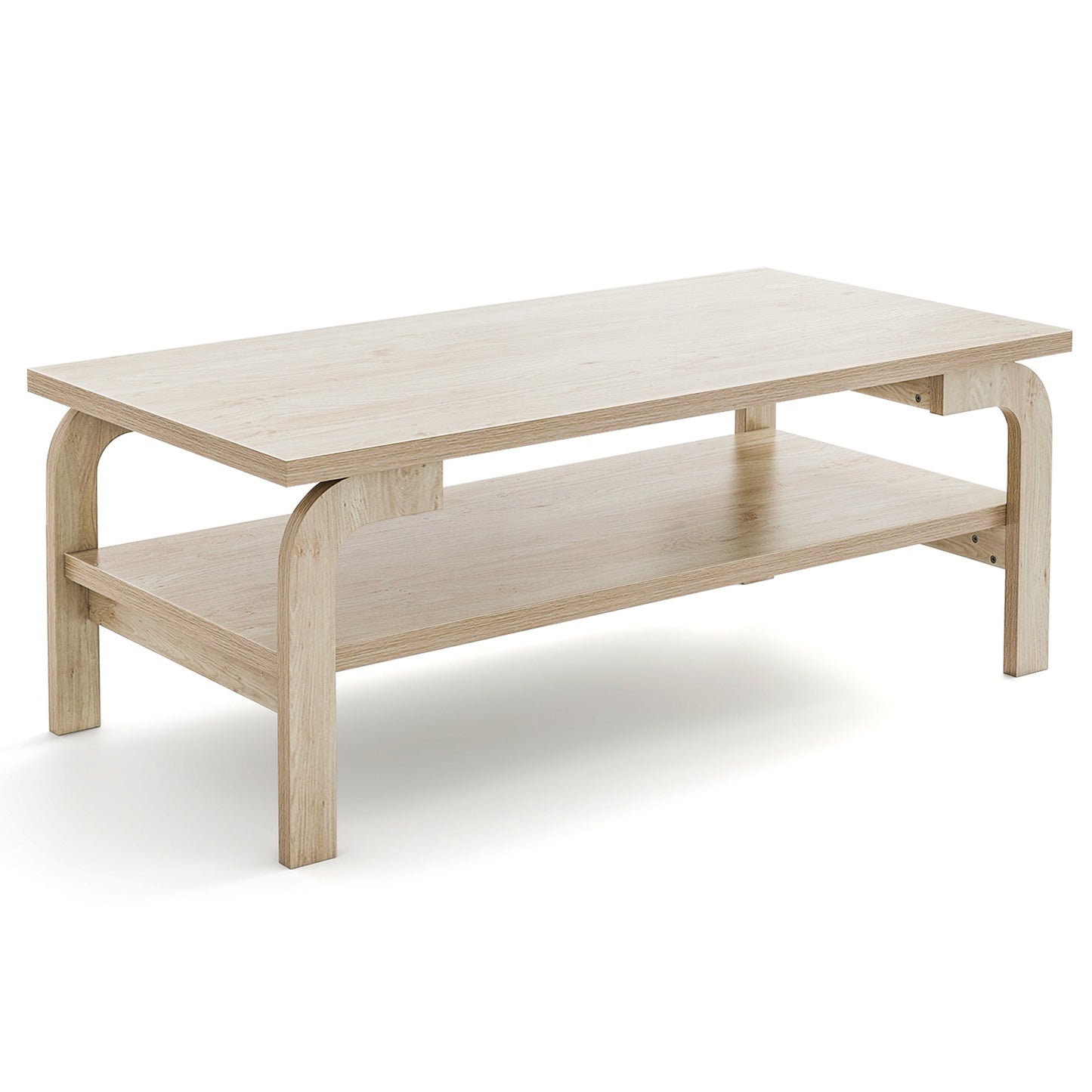 Modern Rectangular Accent Coffee Table for Living Room with Sturdy Wood Frame
