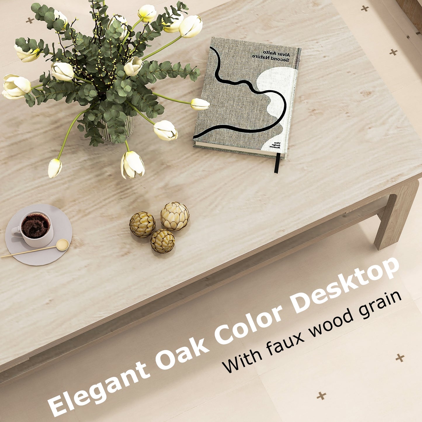 Modern Rectangular Accent Coffee Table for Living Room with Sturdy Wood Frame