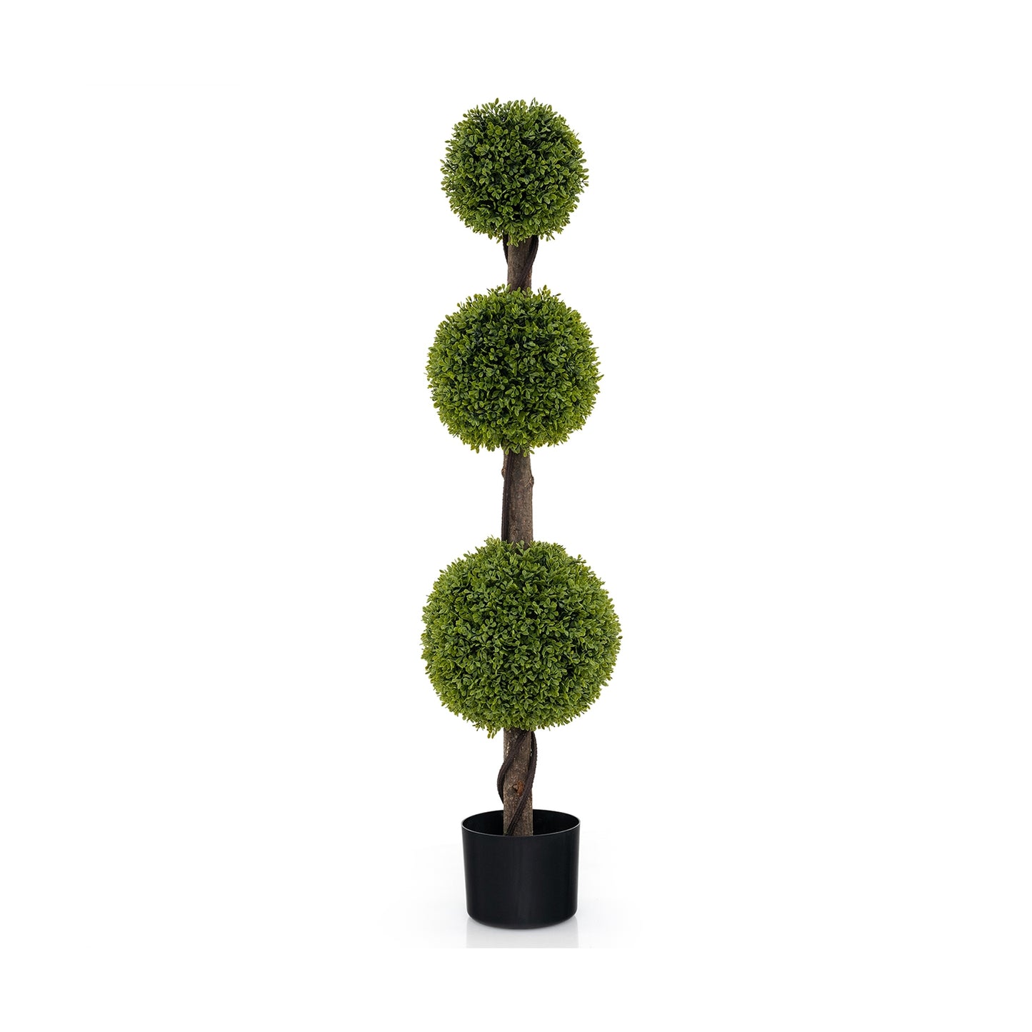 4FT Lush Artificial Boxwood Ball Tree with Realistic PE Leaves and Sturdy Trunk