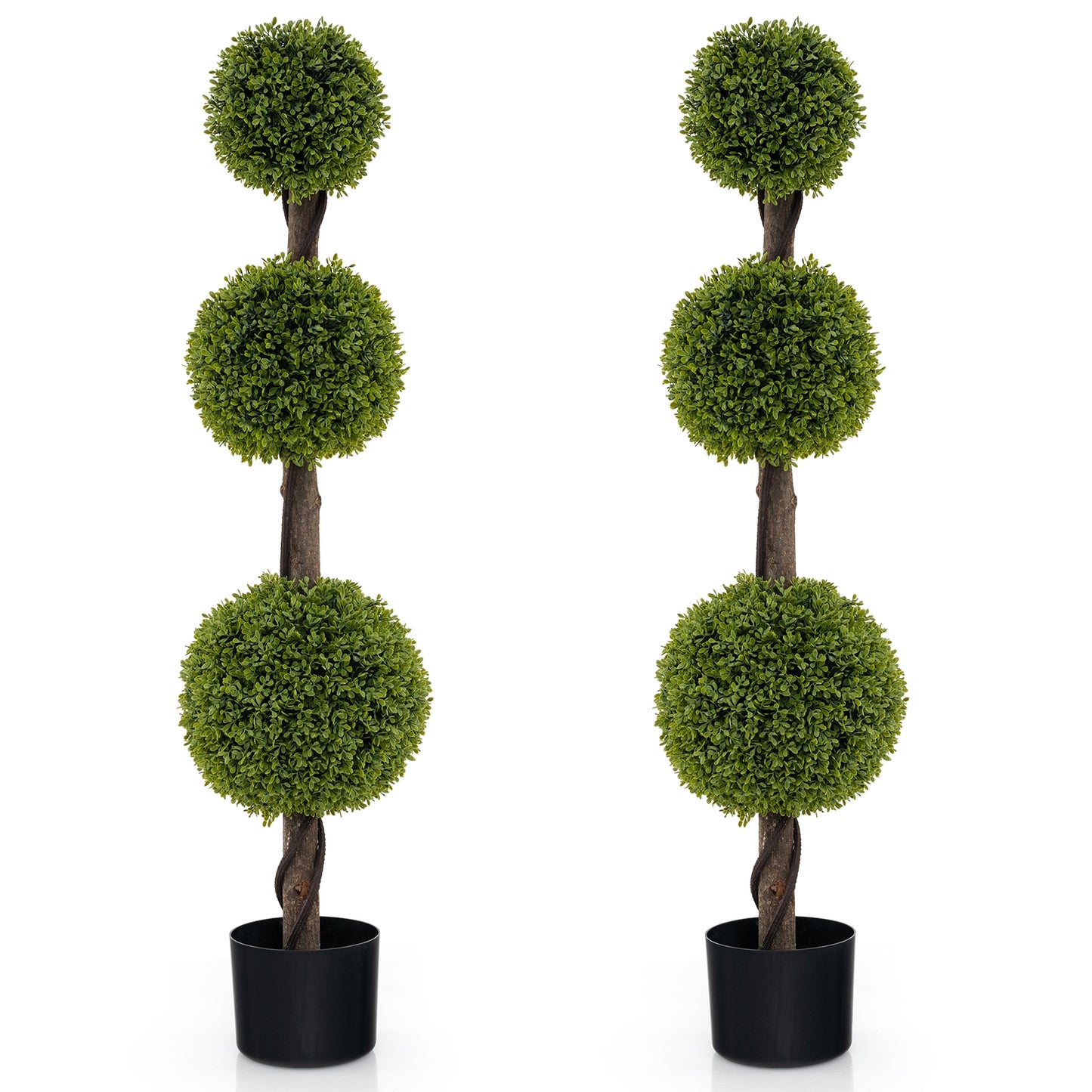 4FT Lush Artificial Boxwood Ball Tree with Realistic PE Leaves and Sturdy Trunk