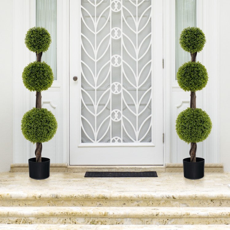 4FT Lush Artificial Boxwood Ball Tree with Realistic PE Leaves and Sturdy Trunk