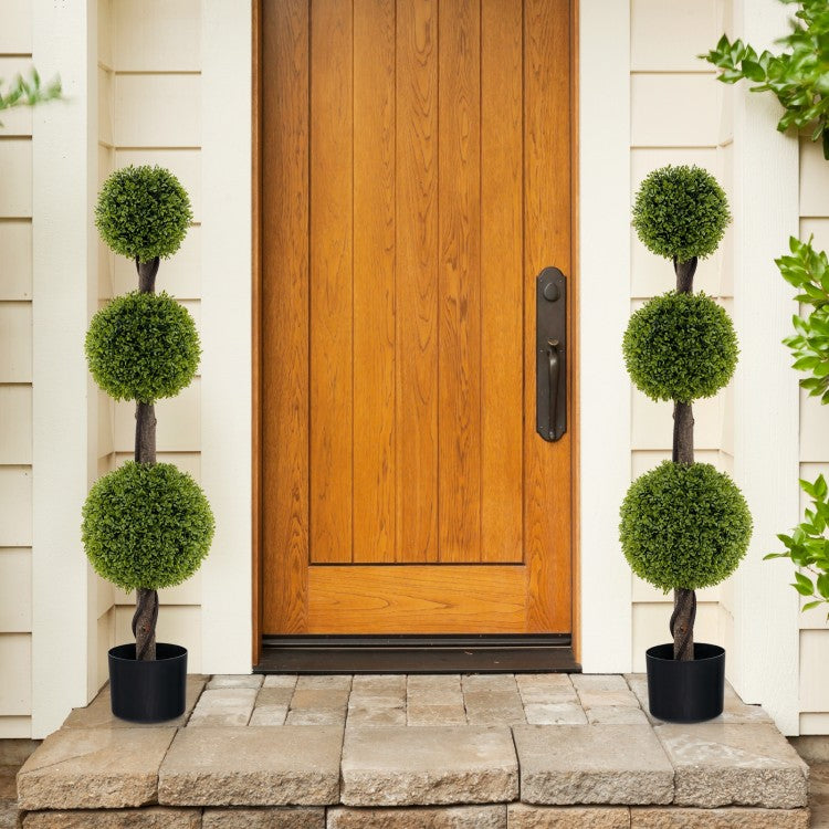 4FT Lush Artificial Boxwood Ball Tree with Realistic PE Leaves and Sturdy Trunk