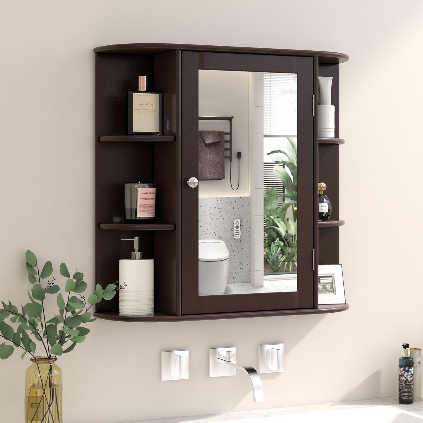 Wall-Mounted Bathroom Cabinet with Mirror, Adjustable Shelves & Ample Storage