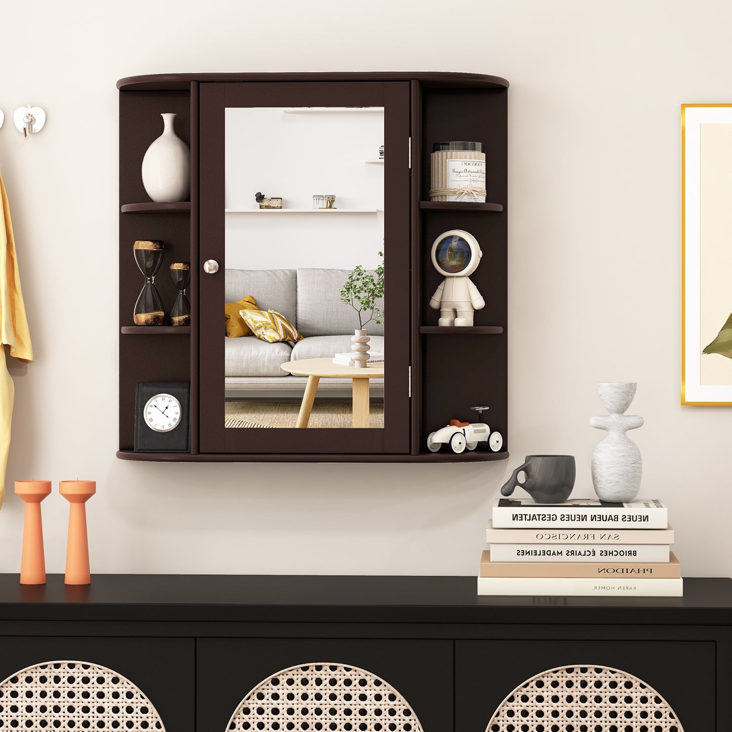 Wall-Mounted Bathroom Cabinet with Mirror, Adjustable Shelves & Ample Storage