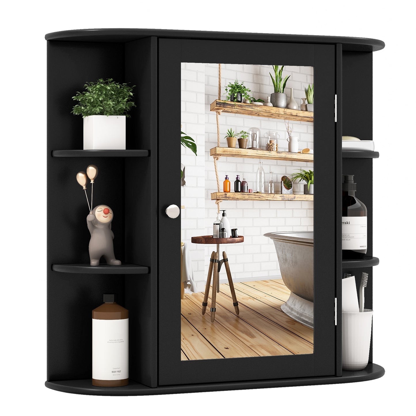 Wall-Mounted Bathroom Cabinet with Mirror, Adjustable Shelves & Ample Storage