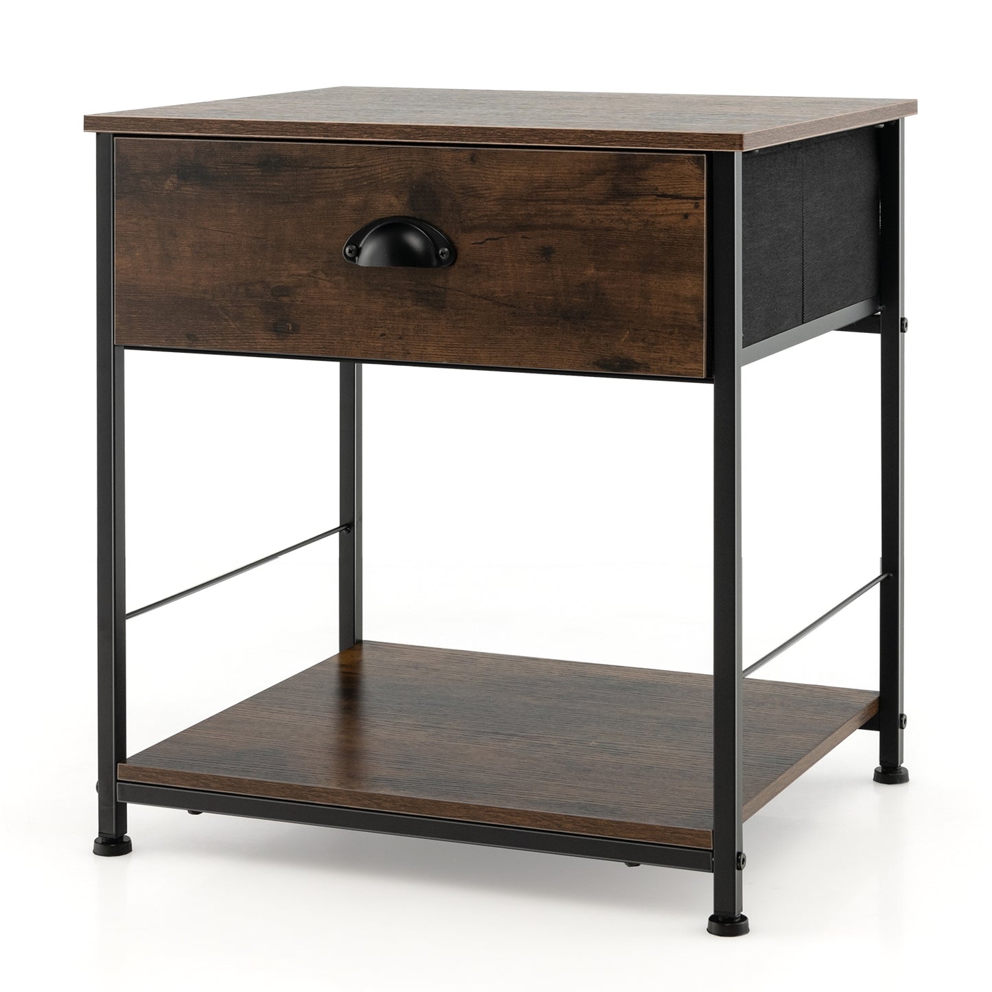 2-Tier Nightstand with Open Storage Shelf, Modern Side Table for Bedroom or Living Room