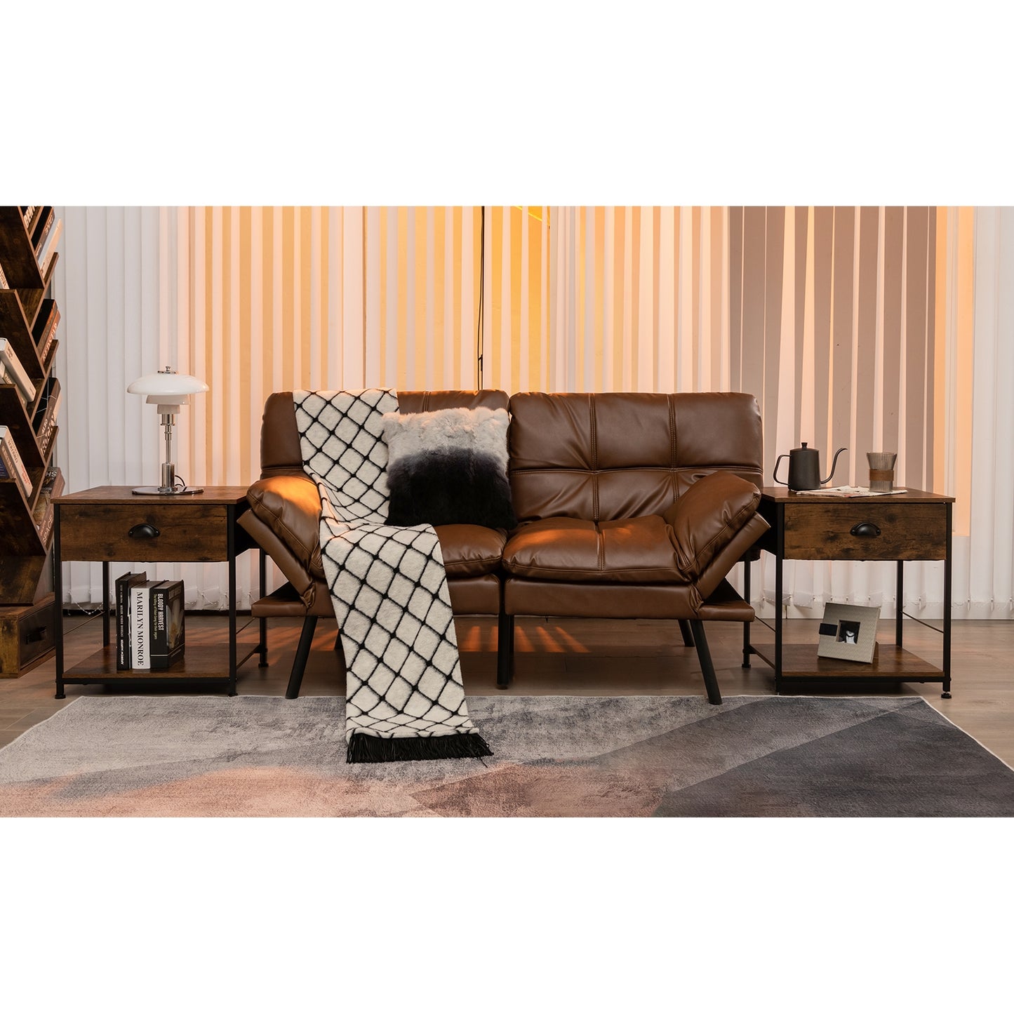 2-Tier Nightstand with Open Storage Shelf, Modern Side Table for Bedroom or Living Room