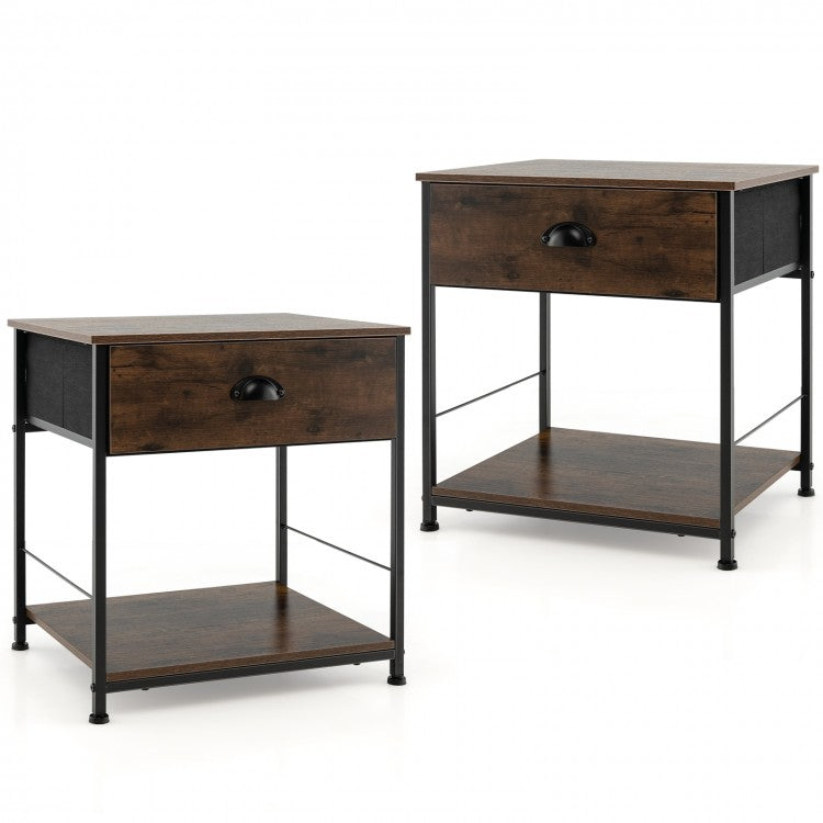 2-Tier Nightstand with Open Storage Shelf, Modern Side Table for Bedroom or Living Room