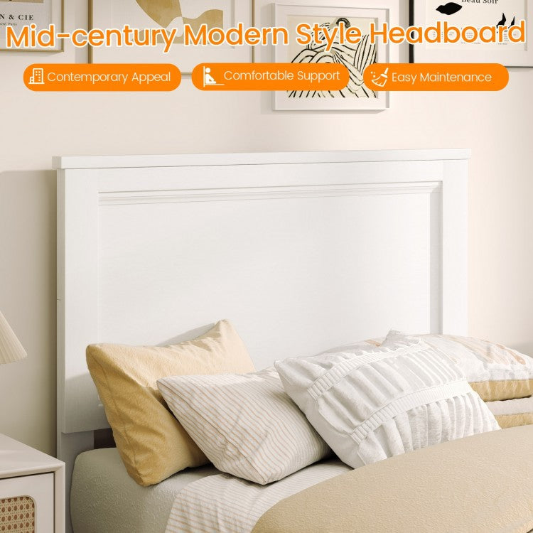 Premium Twin Size Platform Bed Frame with High Headboard and Slatted Base – White