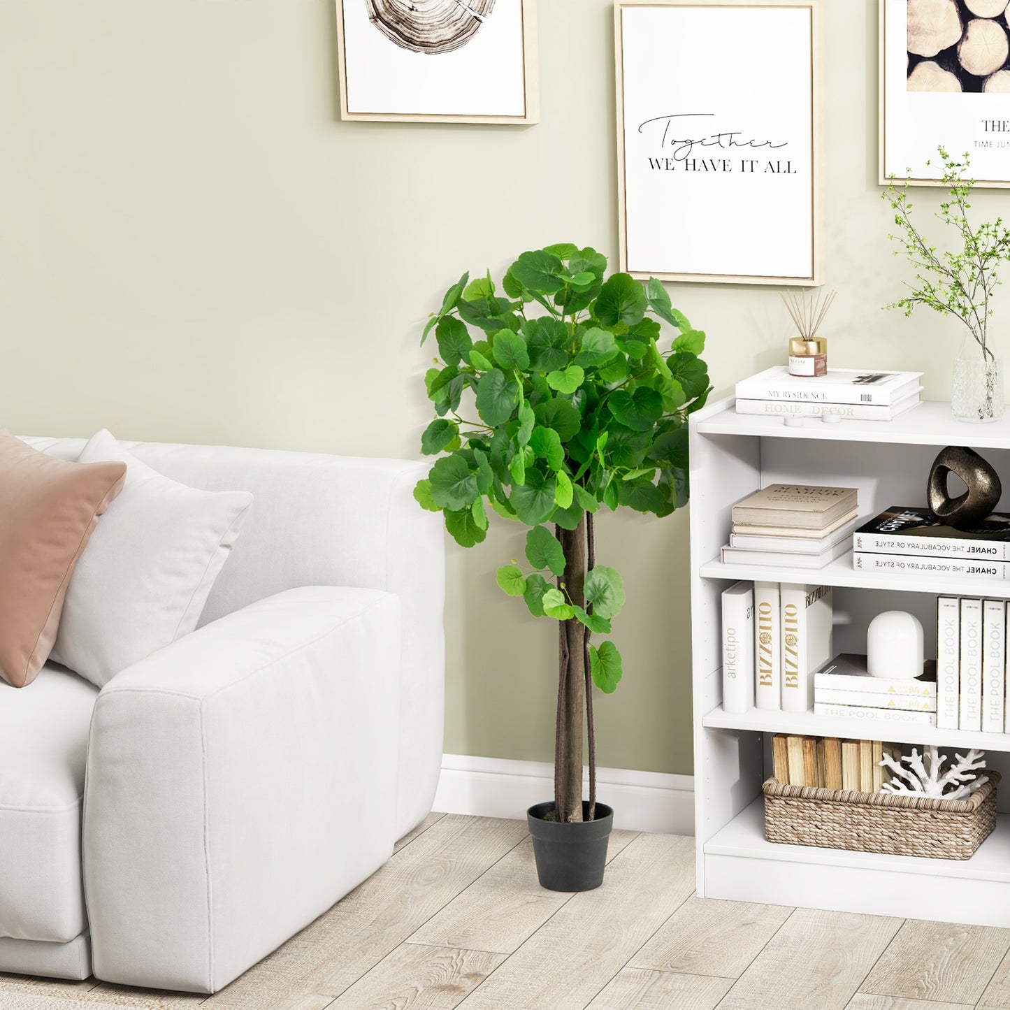 44 Inch Lifelike Artificial Crabapple Tree with Bendable Branches for Indoor & Outdoor Decor