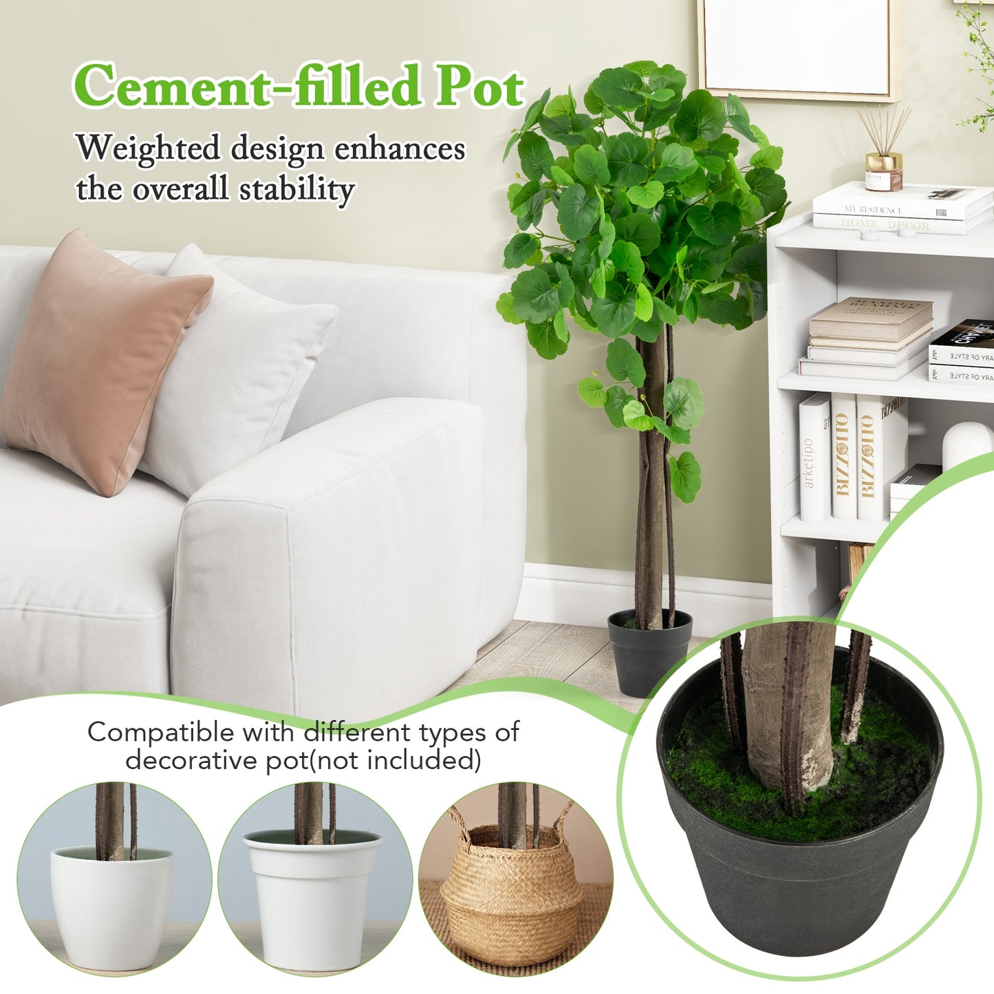 44 Inch Lifelike Artificial Crabapple Tree with Bendable Branches for Indoor & Outdoor Decor