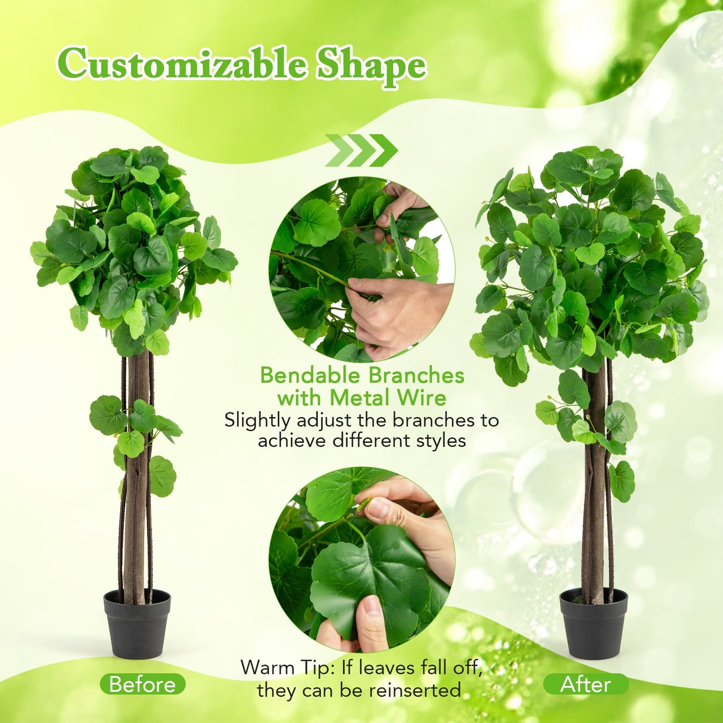 44 Inch Lifelike Artificial Crabapple Tree with Bendable Branches for Indoor & Outdoor Decor