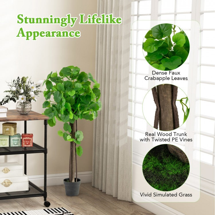 44 Inch Lifelike Artificial Crabapple Tree with Bendable Branches for Indoor & Outdoor Decor