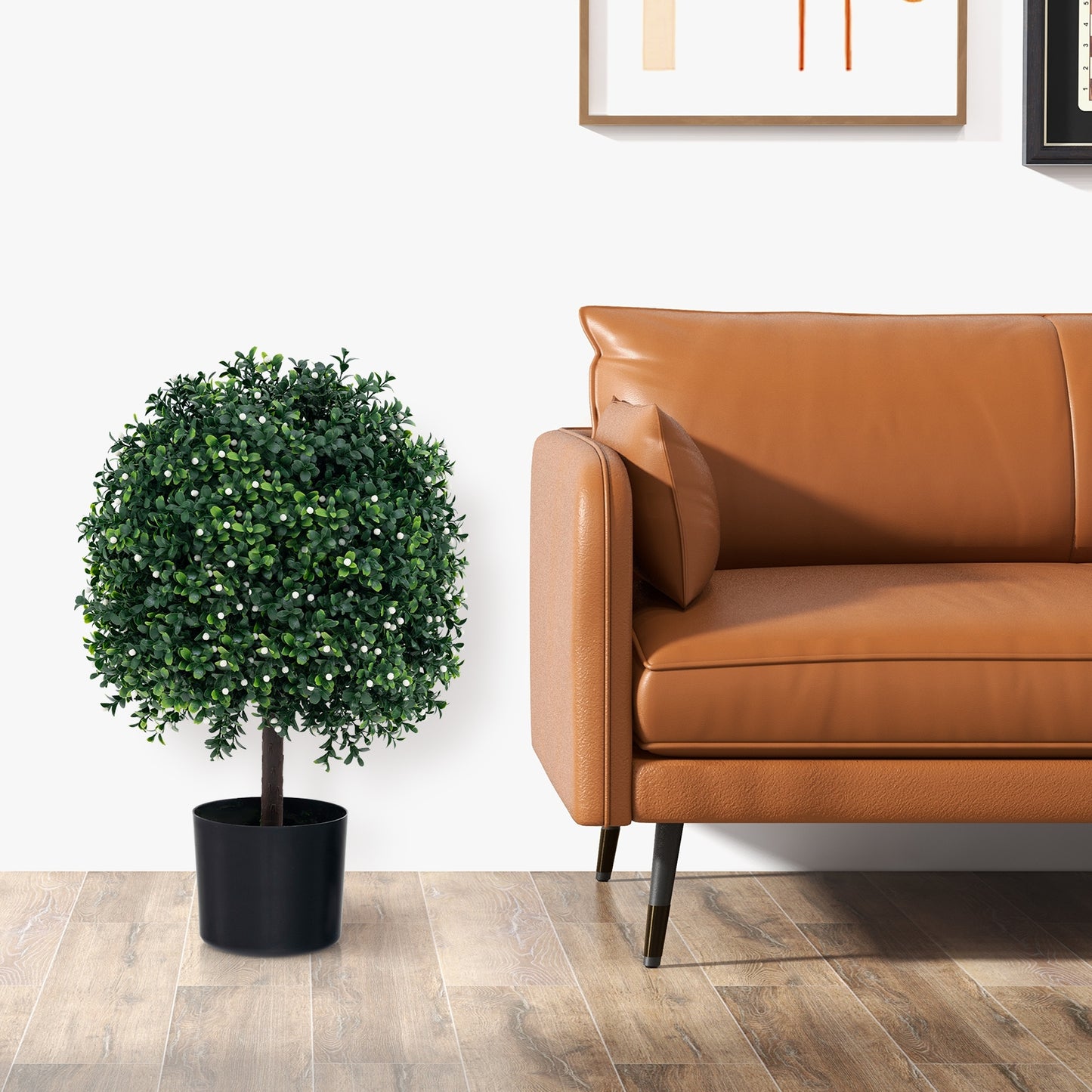 UV-Resistant Artificial Boxwood Topiary Ball Tree with Lush Faux Leaves