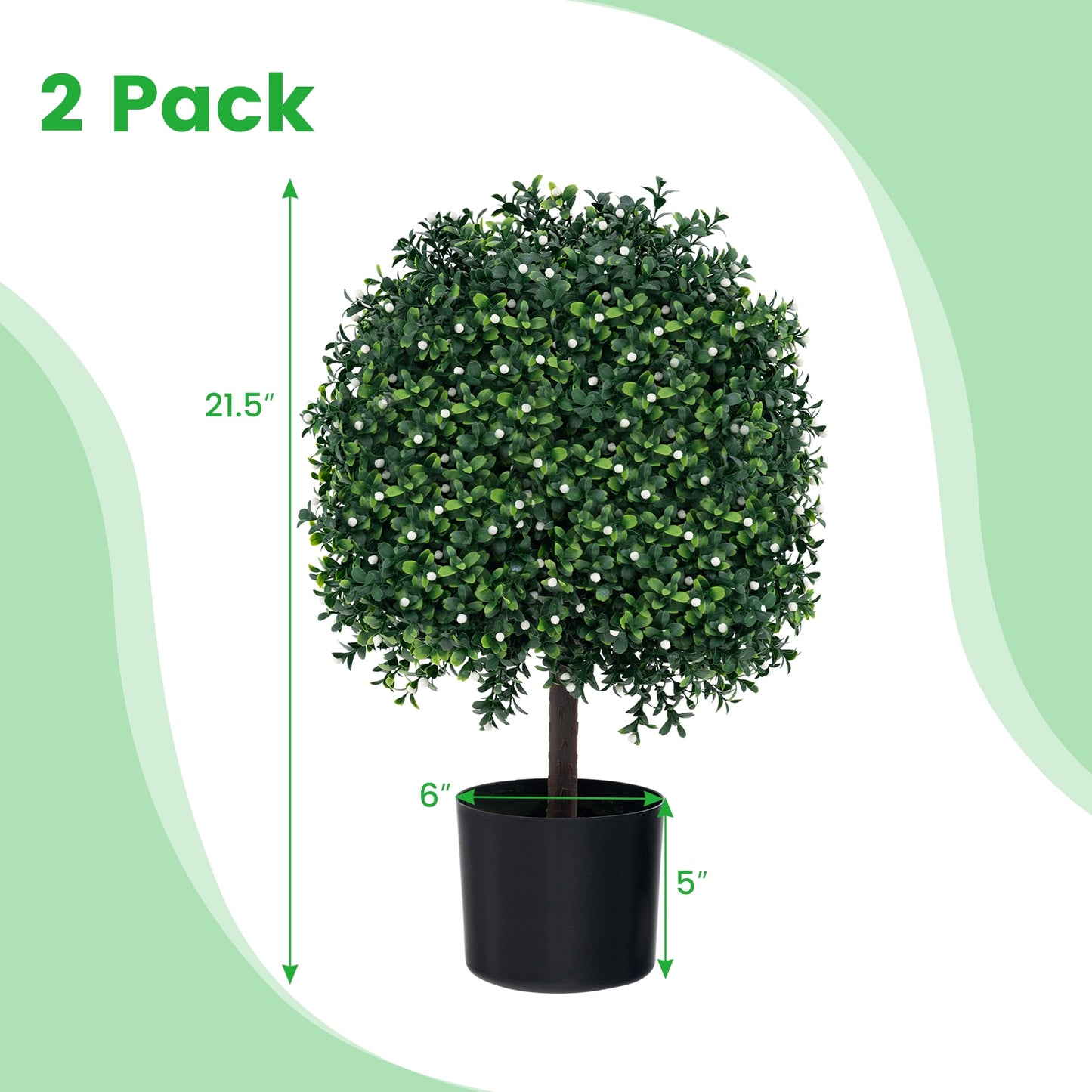 UV-Resistant Artificial Boxwood Topiary Ball Tree with Lush Faux Leaves