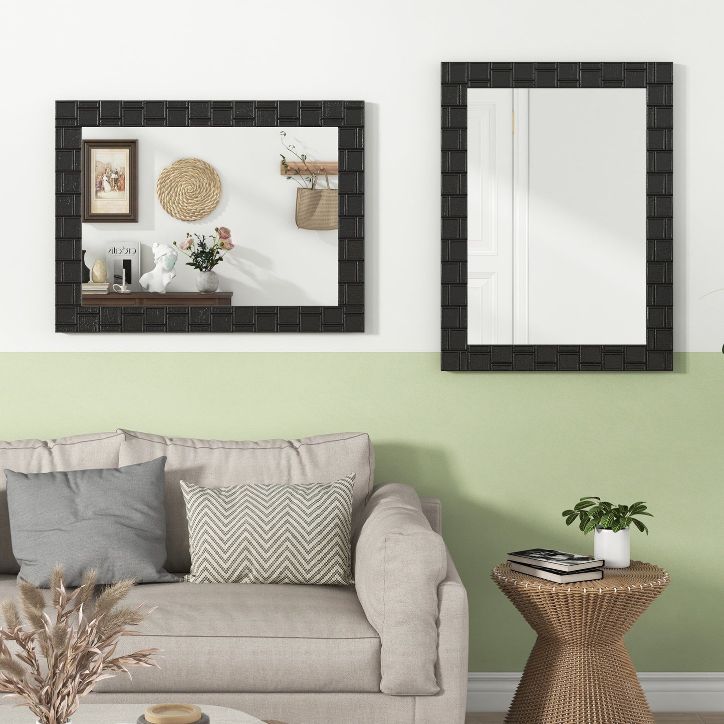 Rectangular Wood Framed Wall Mirror – Ideal for Living Room, Entryway, and Vanity Decor