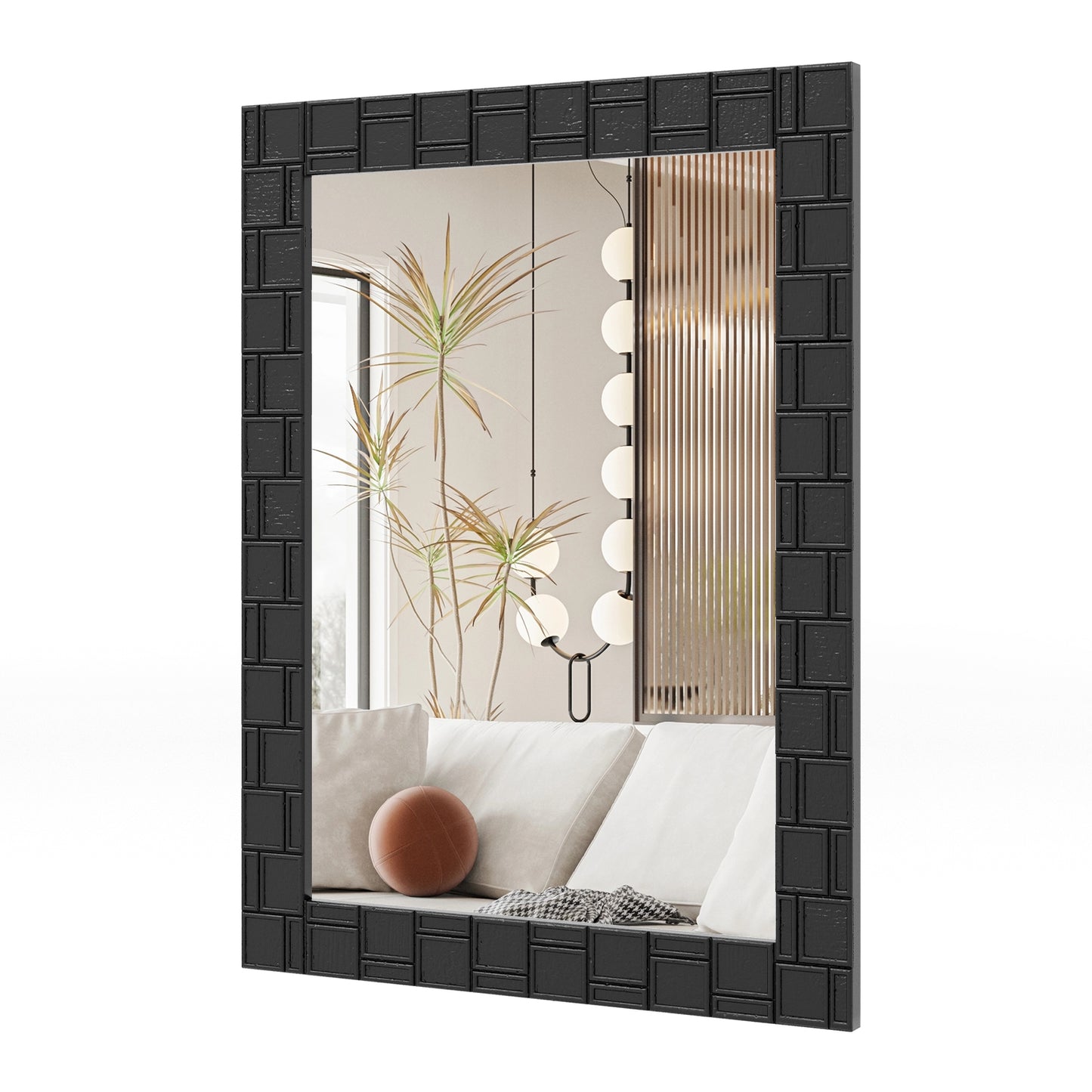 Rectangular Wood Framed Wall Mirror – Ideal for Living Room, Entryway, and Vanity Decor