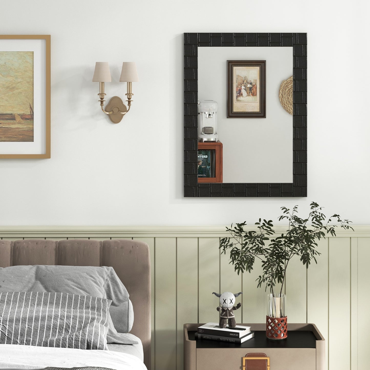 Rectangular Wood Framed Wall Mirror – Ideal for Living Room, Entryway, and Vanity Decor