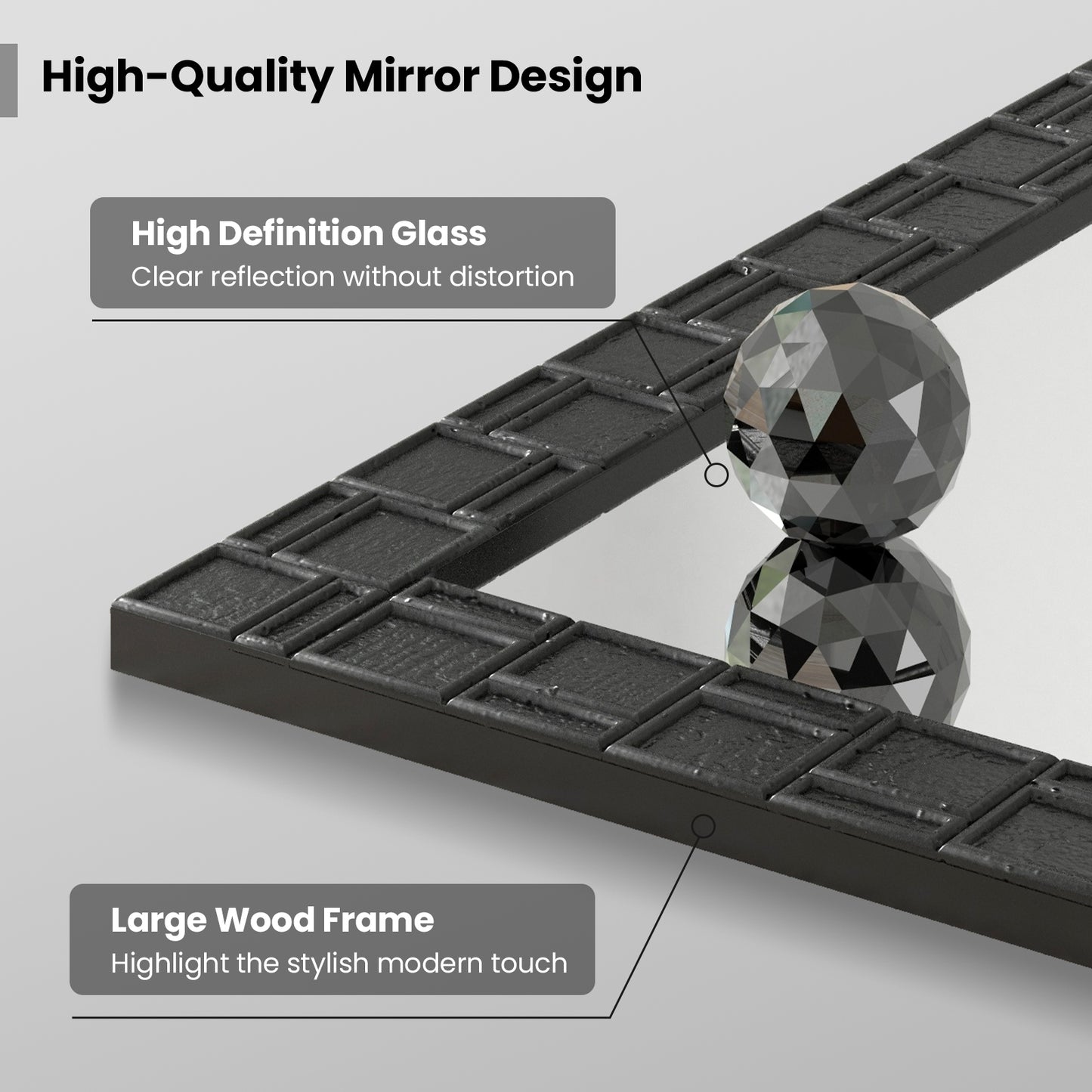 Rectangular Wood Framed Wall Mirror – Ideal for Living Room, Entryway, and Vanity Decor