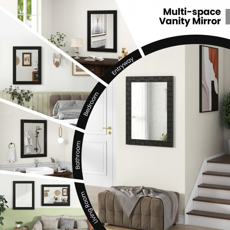 Rectangular Wood Framed Wall Mirror – Ideal for Living Room, Entryway, and Vanity Decor