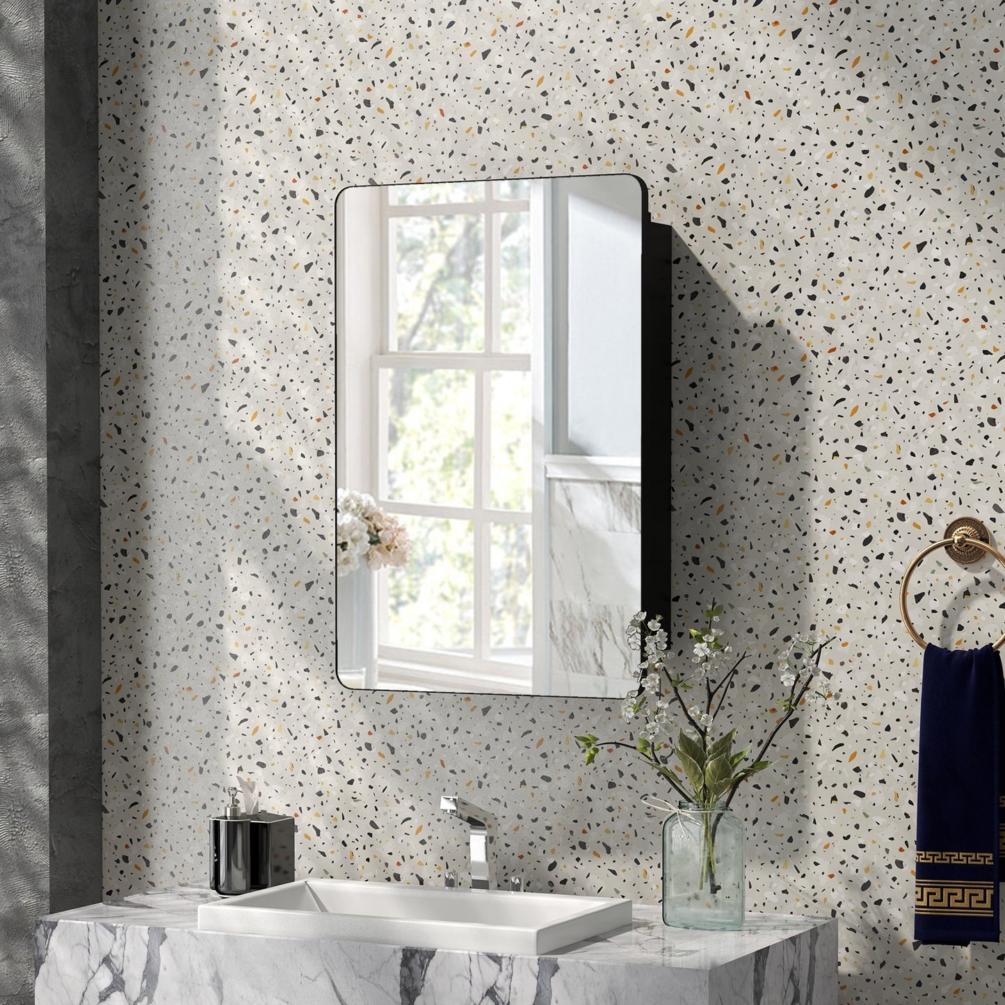 Space Saving Wall Mounted Medicine Cabinet with Adjustable Shelves & Tempered Mirror