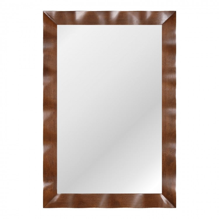 41.5 x 28 Inch Farmhouse Wall Mirror with Premium Solid Wood Frame - Brown