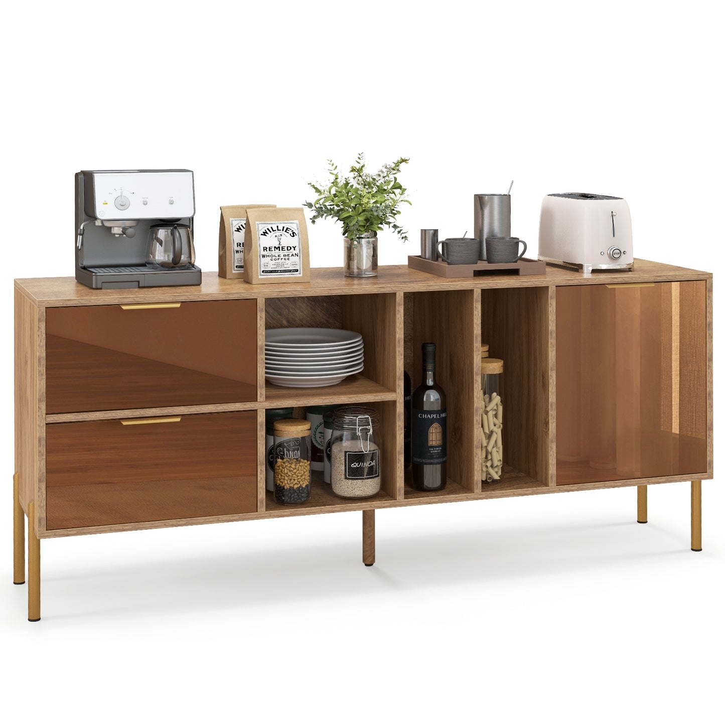 Elegant Mirrored Buffet Cabinet with Storage Drawers and Door for Living Room, Dining or Kitchen