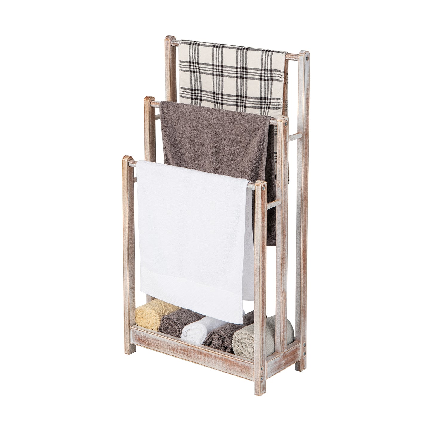 3 Bar Freestanding Towel Rack with Storage Shelf