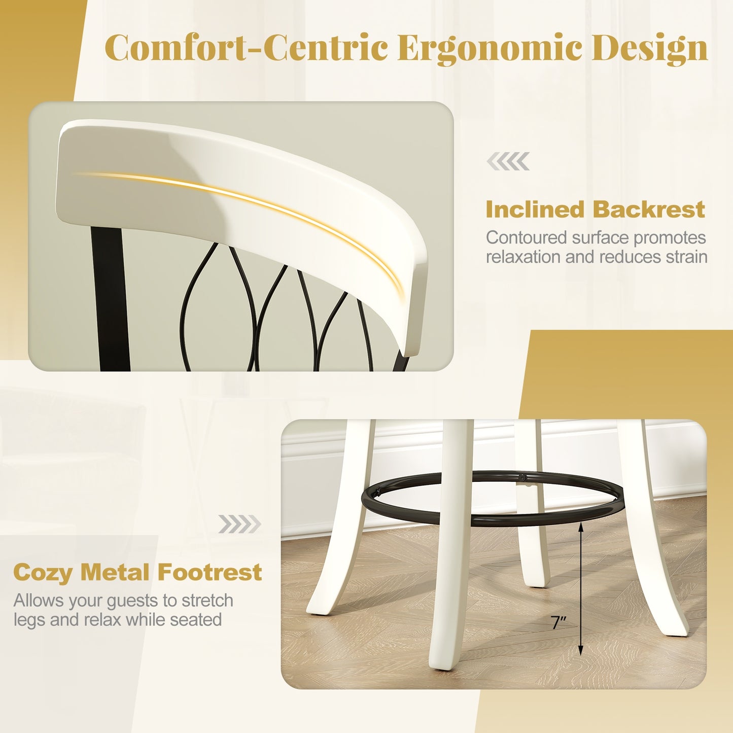 Swivel Bar Stools with Footrest and Tufted Rivet Detail Rubber Wood Frame 2-Piece Set - 26 inch