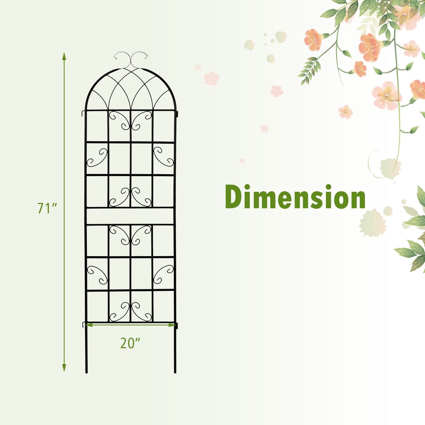 2/4 Pack 71 Inch Decorative Metal Trellis – Elegant Support for Climbing Plants and Vines