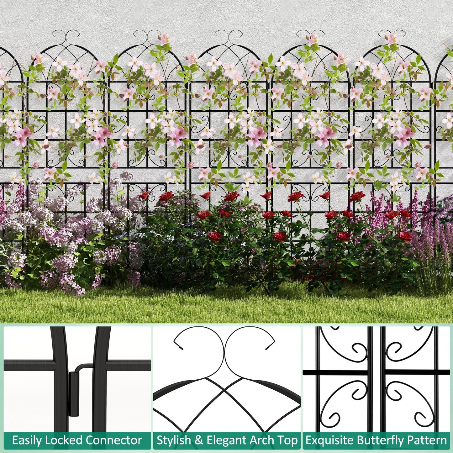 2/4 Pack 71 Inch Decorative Metal Trellis – Elegant Support for Climbing Plants and Vines