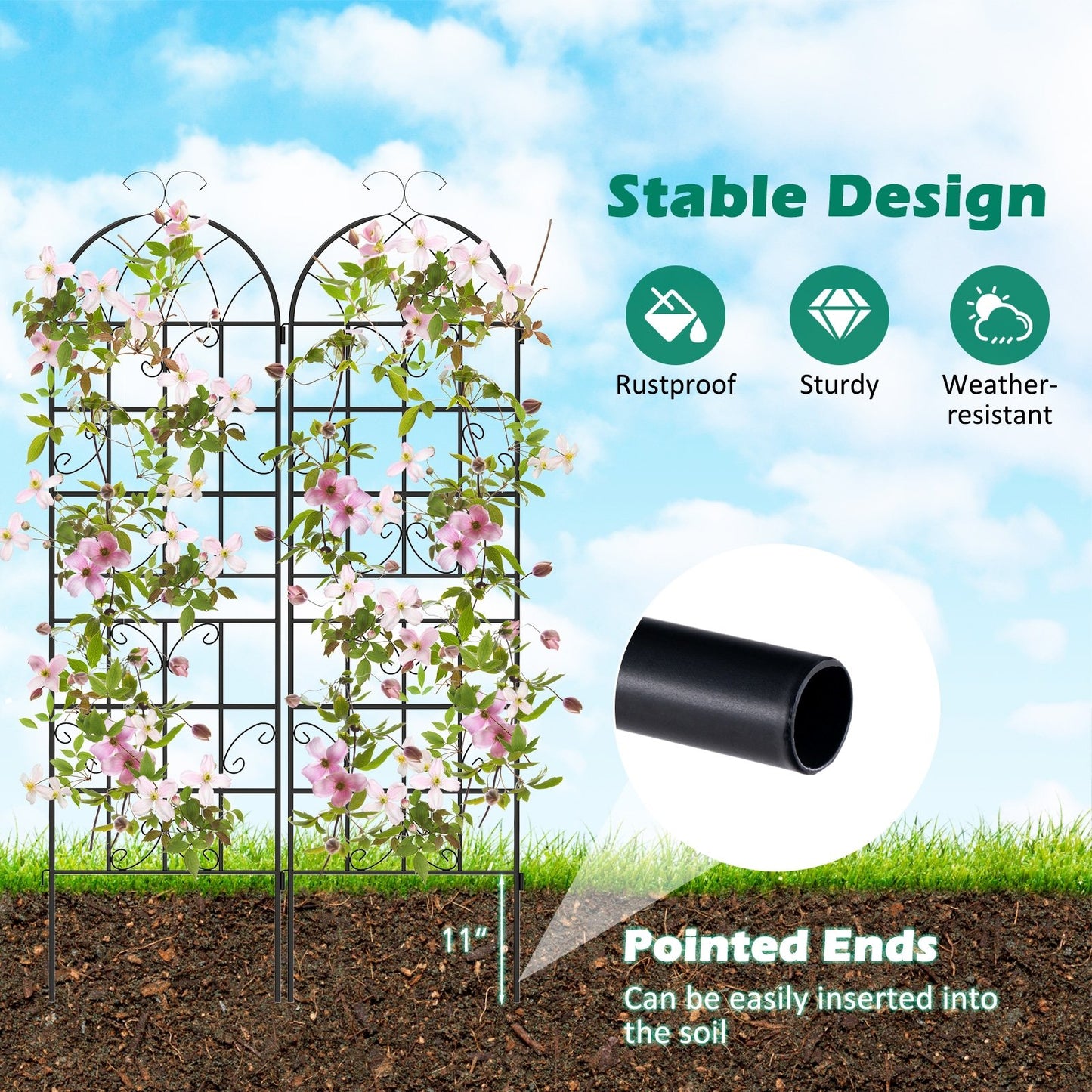 2/4 Pack 71 Inch Decorative Metal Trellis – Elegant Support for Climbing Plants and Vines