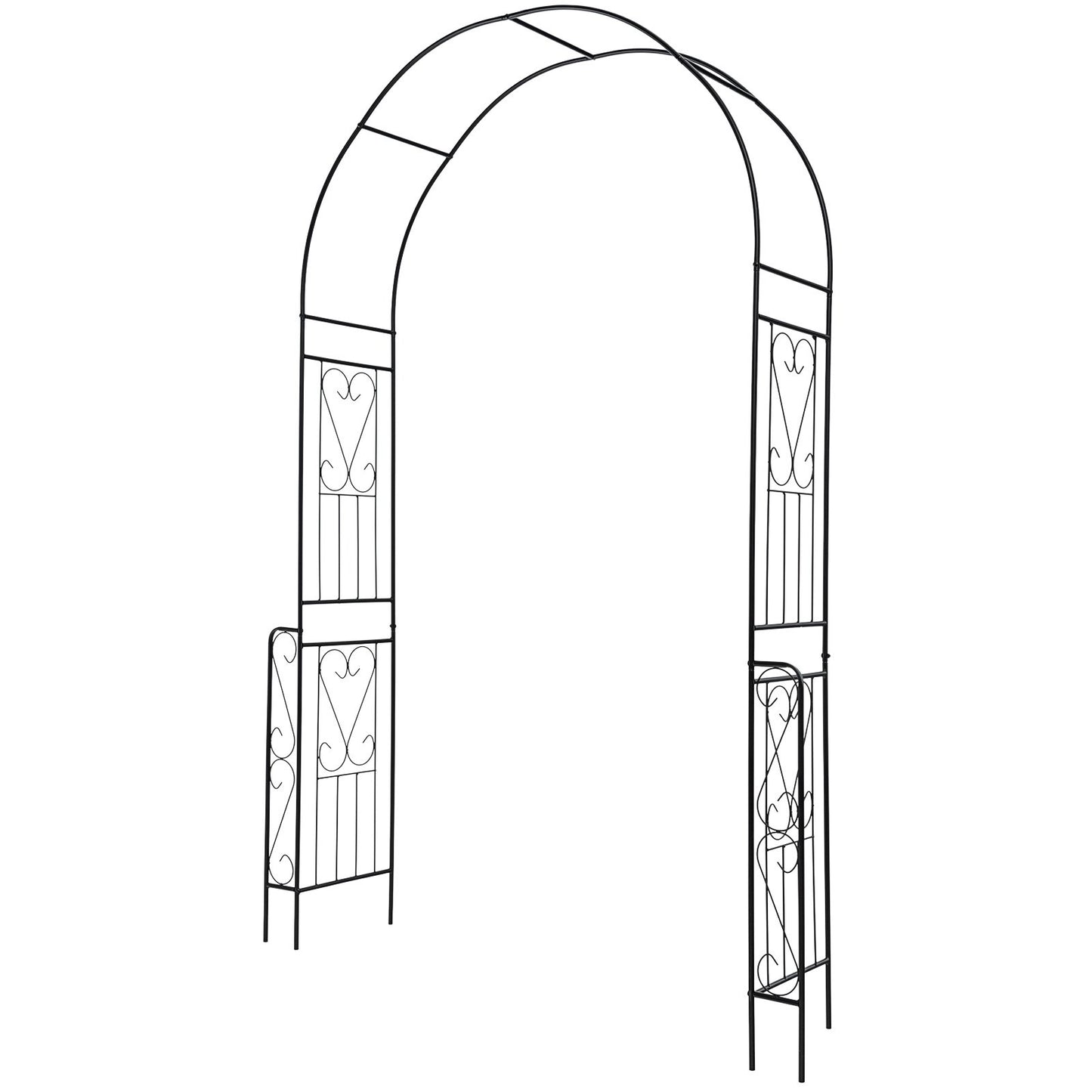 7.9 Feet Metal Garden Arch with Trellis and Fence for Climbing Plants – Elegant Outdoor Arbor