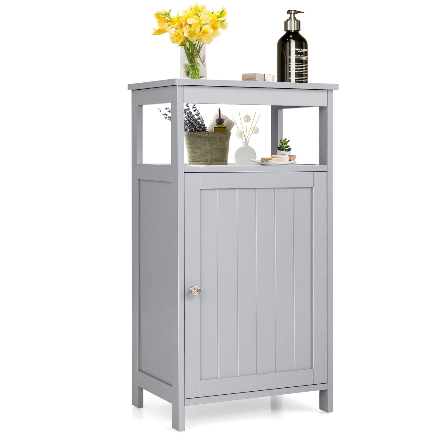 Multifunctional Floor Cabinet Storage Rack with Adjustable Shelves and Organizer Stand