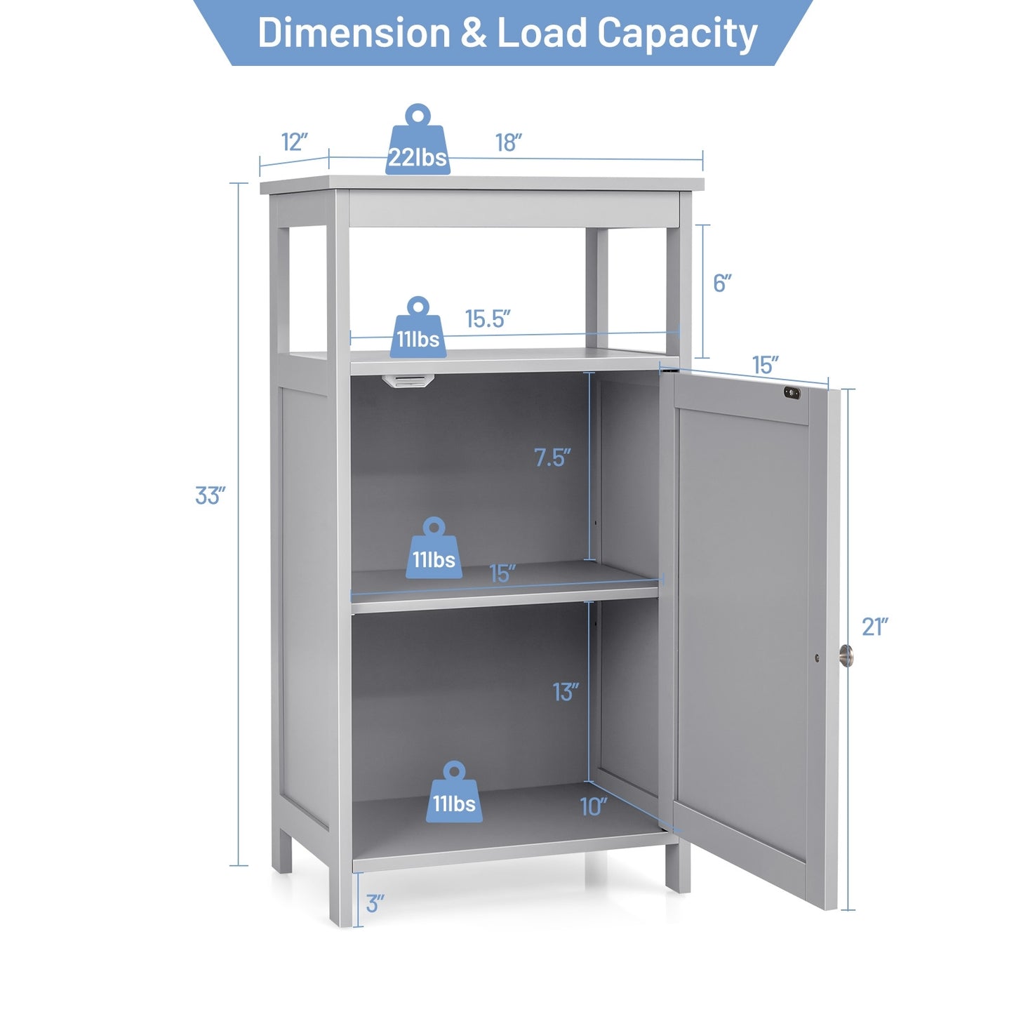Multifunctional Floor Cabinet Storage Rack with Adjustable Shelves and Organizer Stand