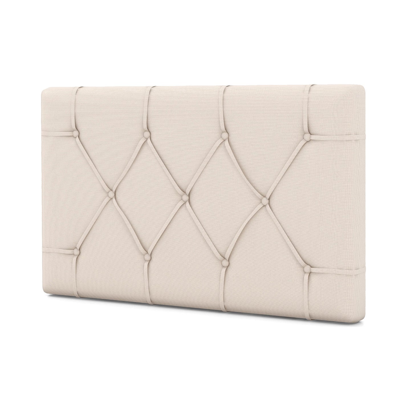 Beige Upholstered Twin Bed Headboard with Adjustable Height and Button Tufted Design
