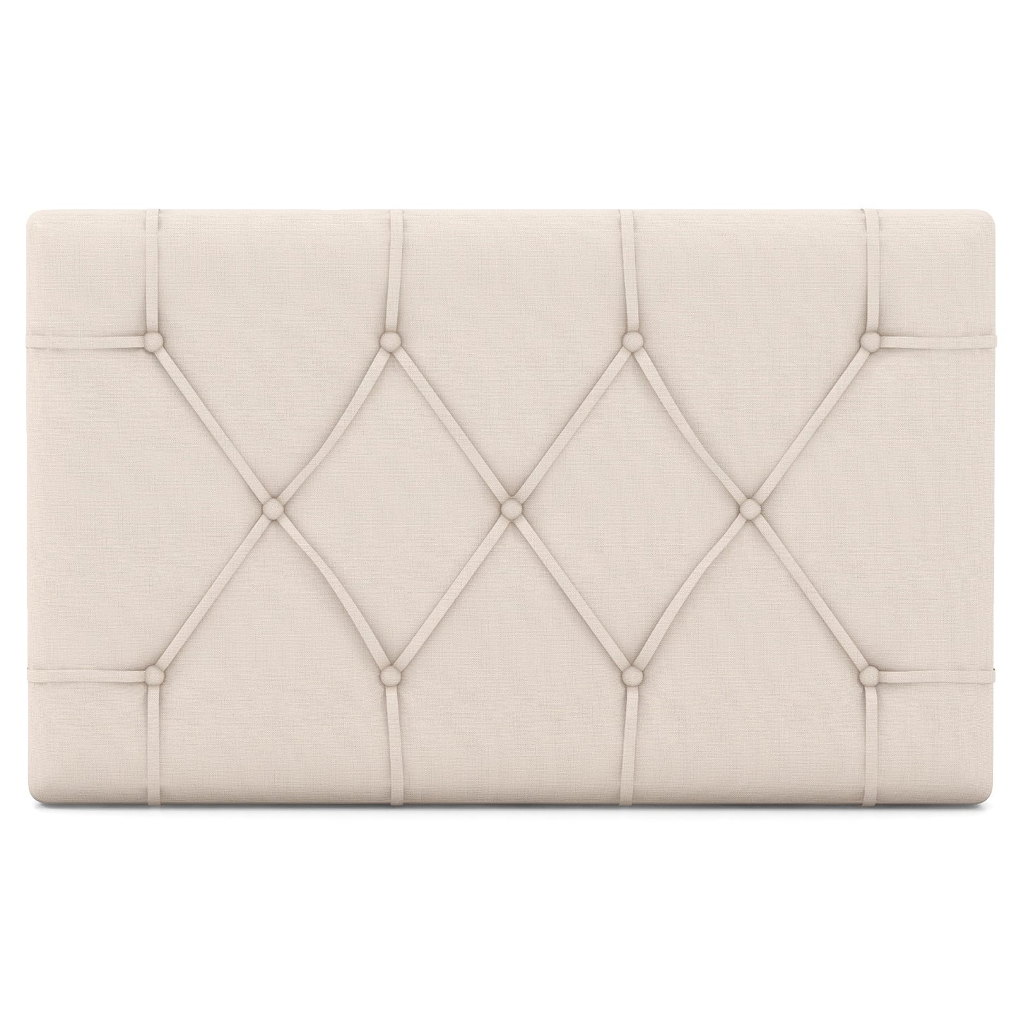 Beige Upholstered Twin Bed Headboard with Adjustable Height and Button Tufted Design