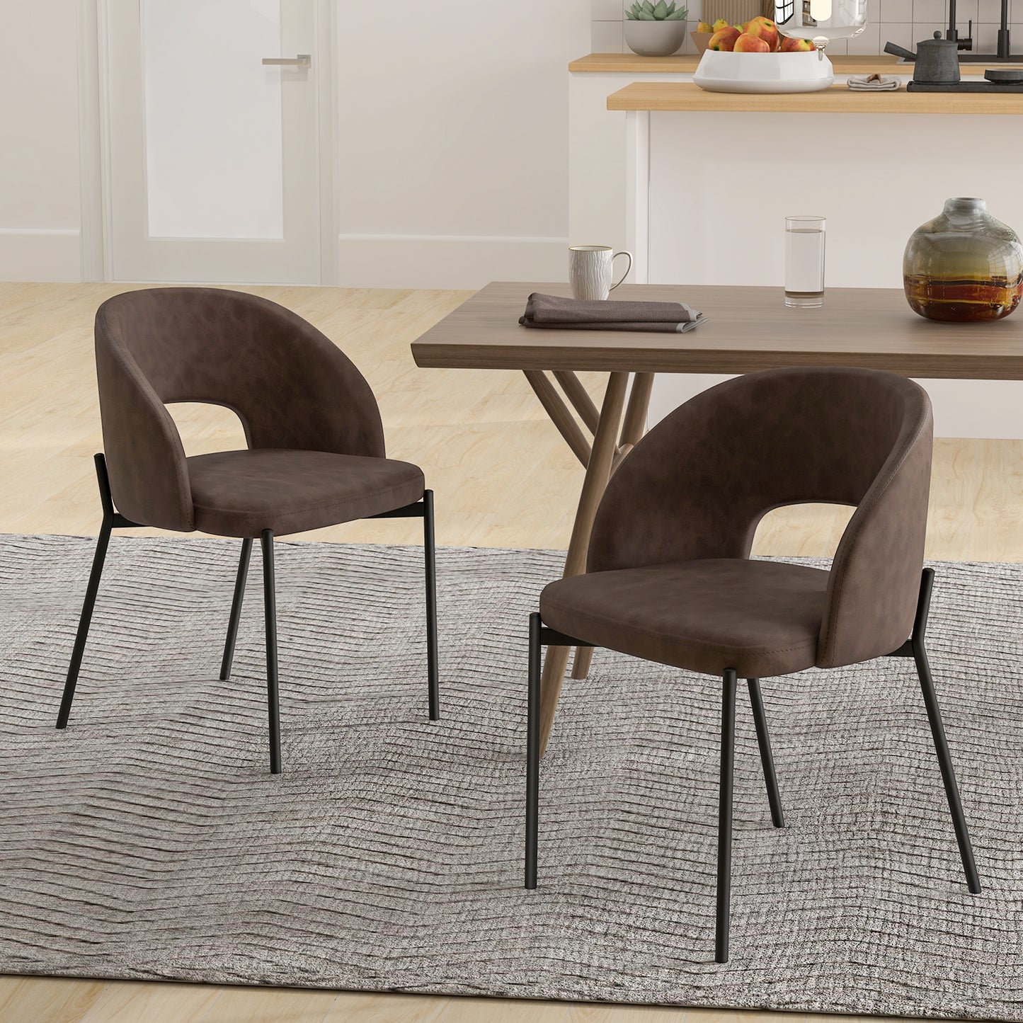 Elegant Dining Chairs with High-Density Sponge Cushion and PU Leather Upholstery – Set of 2