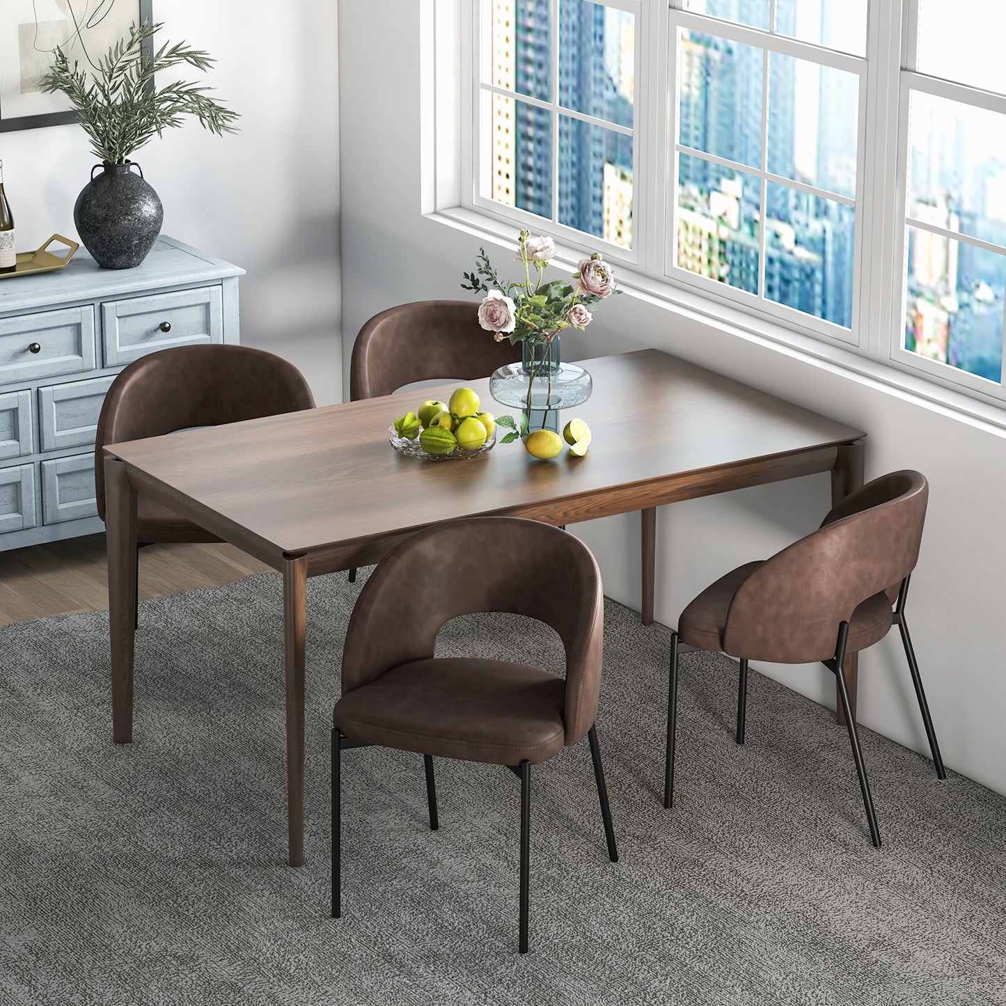 Elegant Dining Chairs with High-Density Sponge Cushion and PU Leather Upholstery – Set of 2