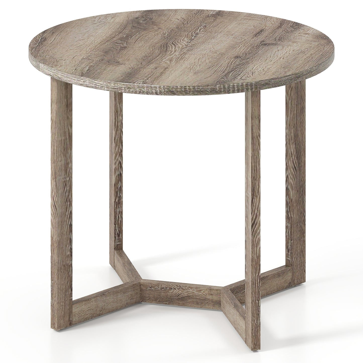 Elegant 36 Round Wood Dining Table for 2 to 4 with Unique Wing Pedestal Base in Grey