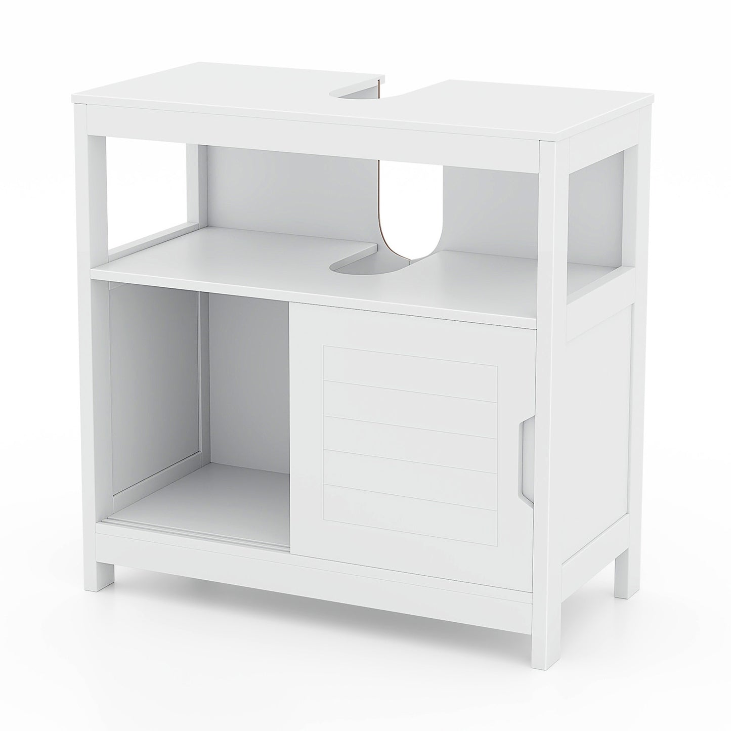 Under Sink Storage Cabinet with Sliding Doors & U-Shaped Cut-Out for Vessel Sinks