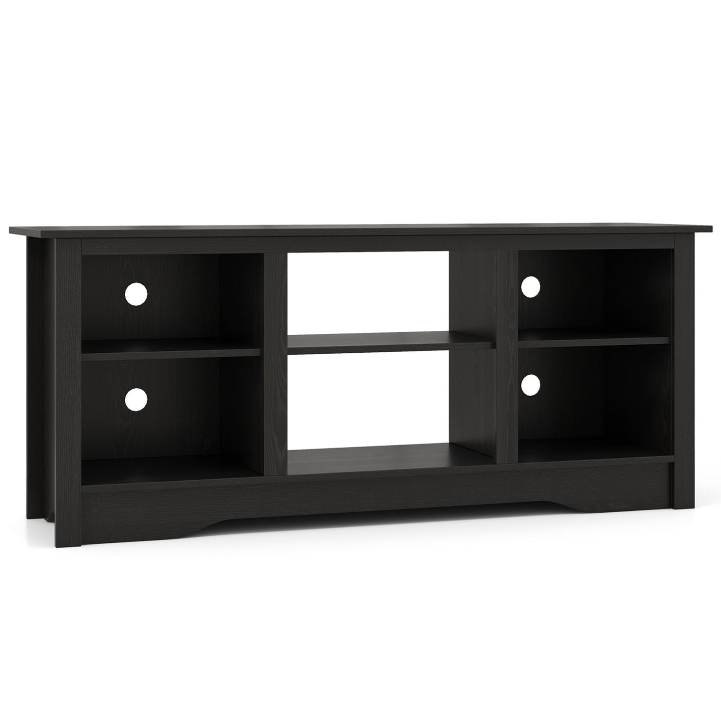 Entertainment Center with Adjustable Shelves for 65 Inch TVs and 18 Inch Fireplace Space - Black