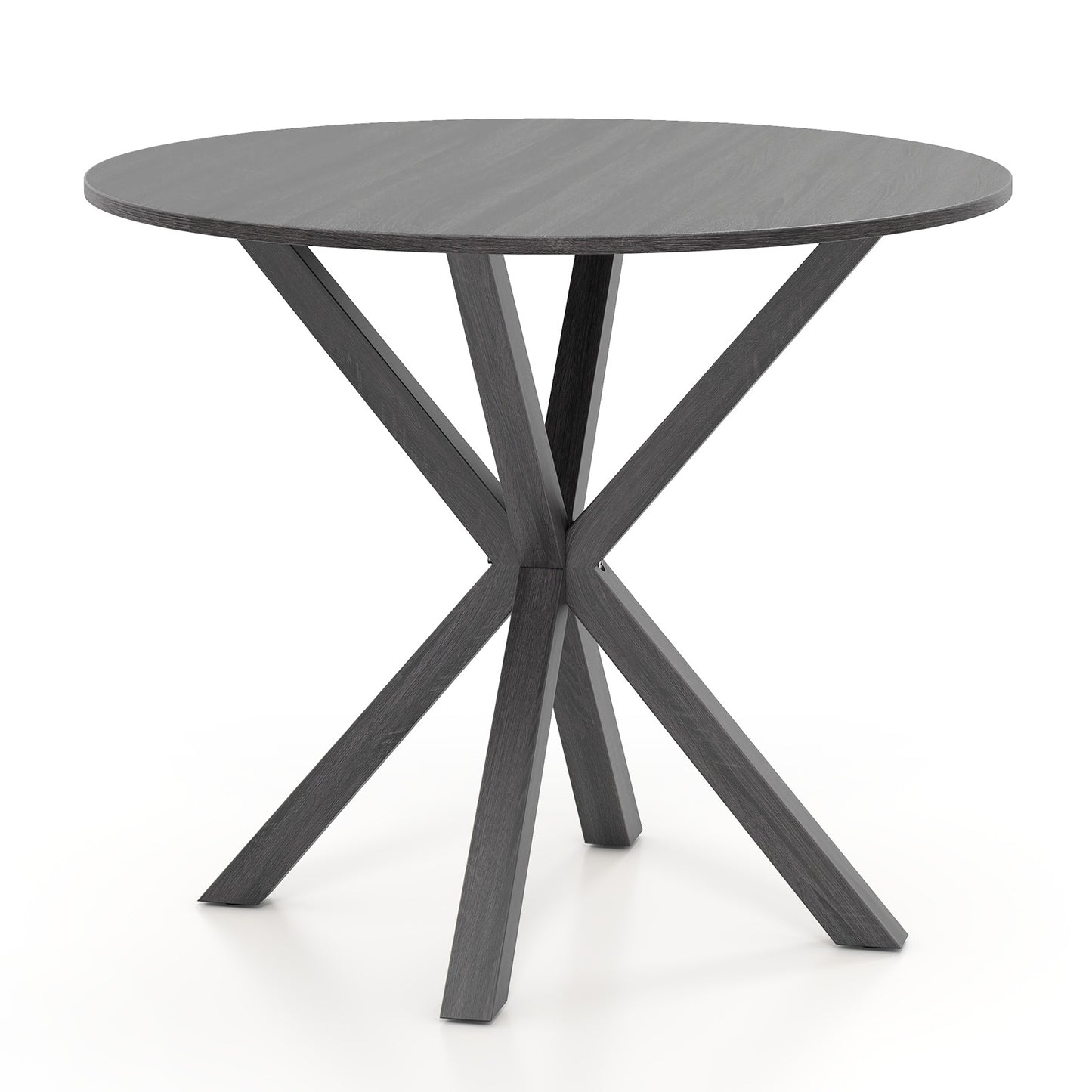 36 Inch Round Wood Dining Table with X-Shaped Pedestal Base for 2-4 People in Black