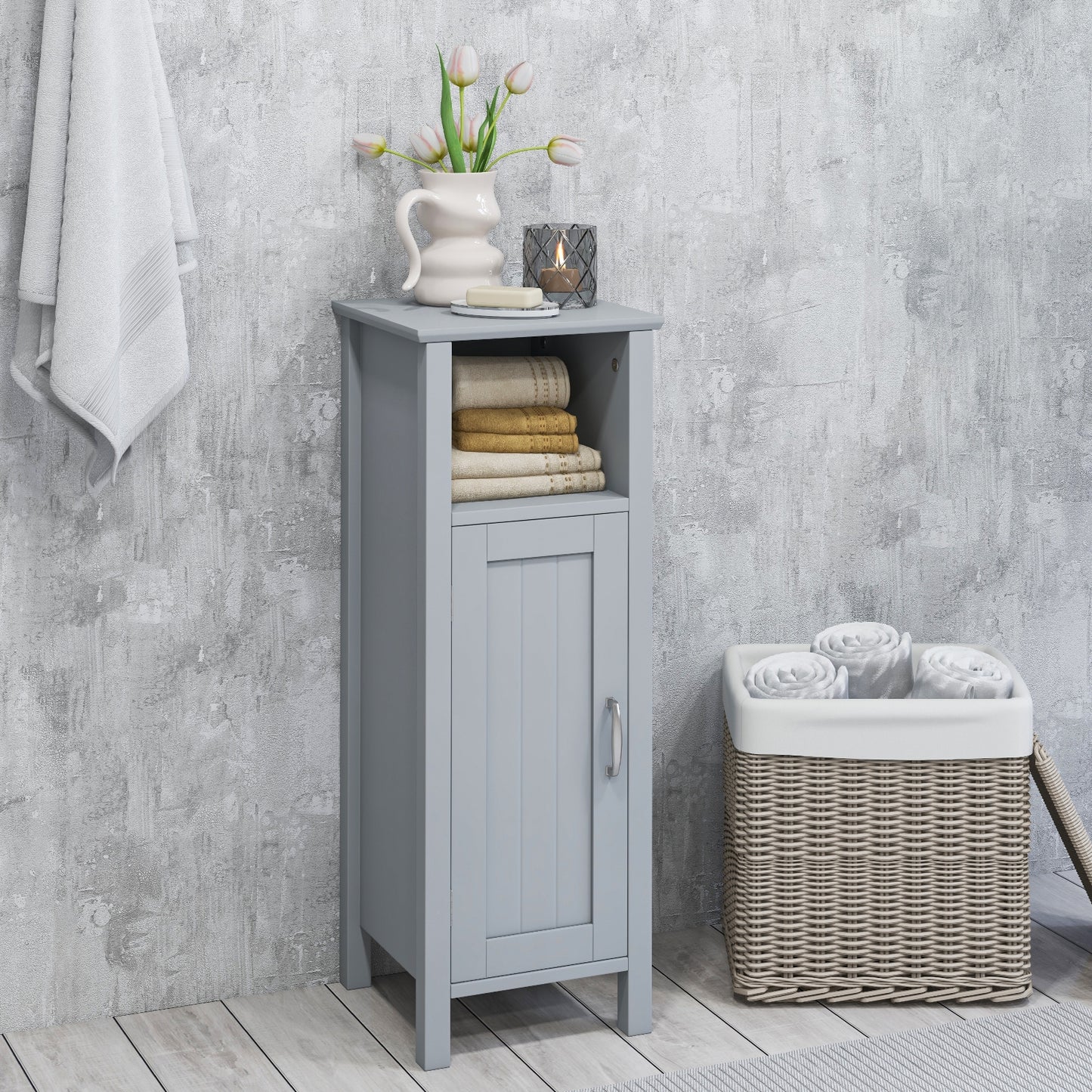 2-Tier Bathroom Storage Cabinet with Adjustable Shelves