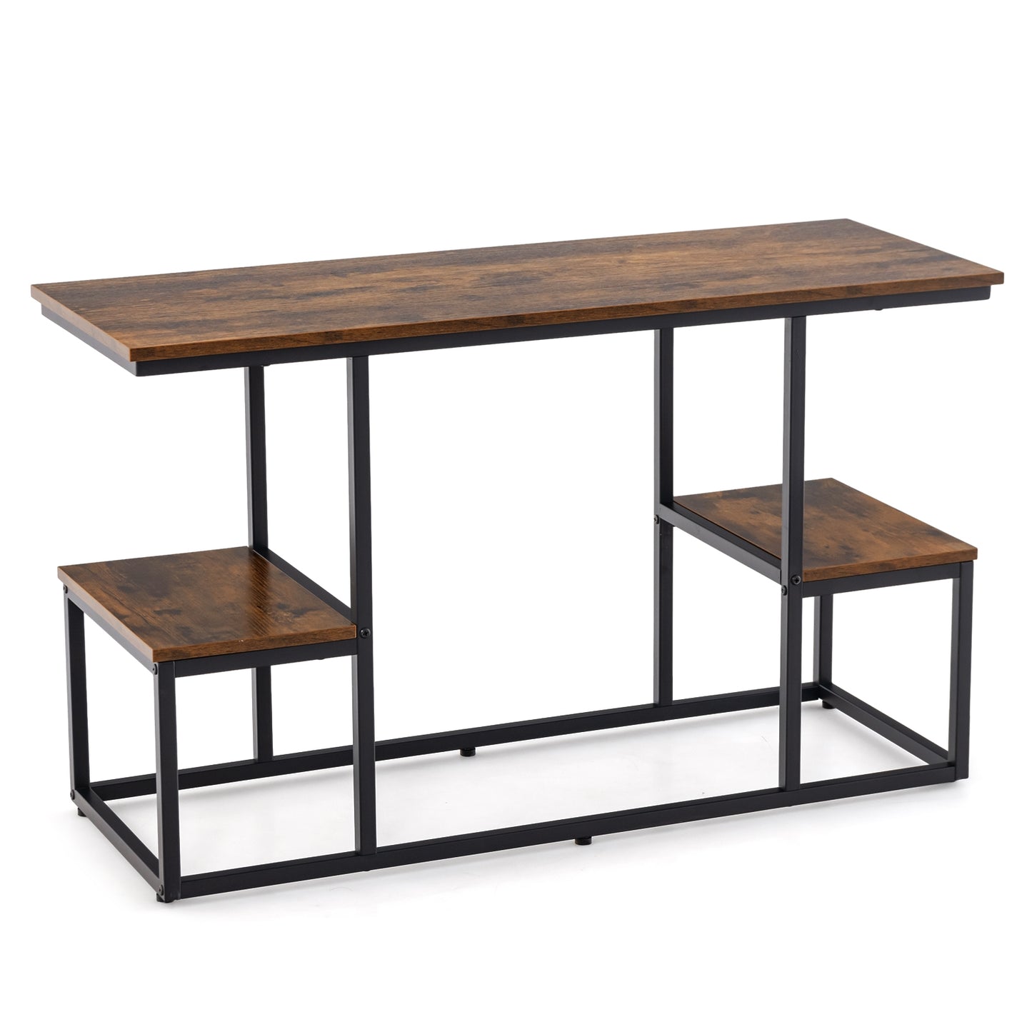 Rustic Wood Console Table with Open Storage for TVs up to 50 Inches