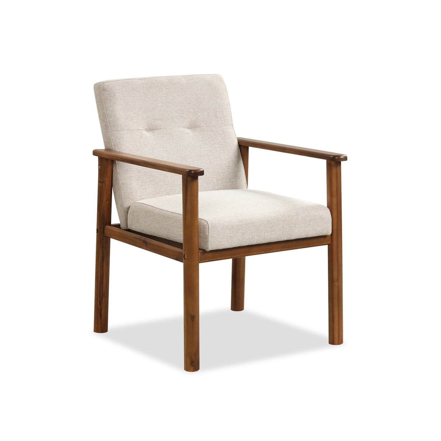 Comfortable Linen Accent Chair with Wood Legs and Supportive Cushion