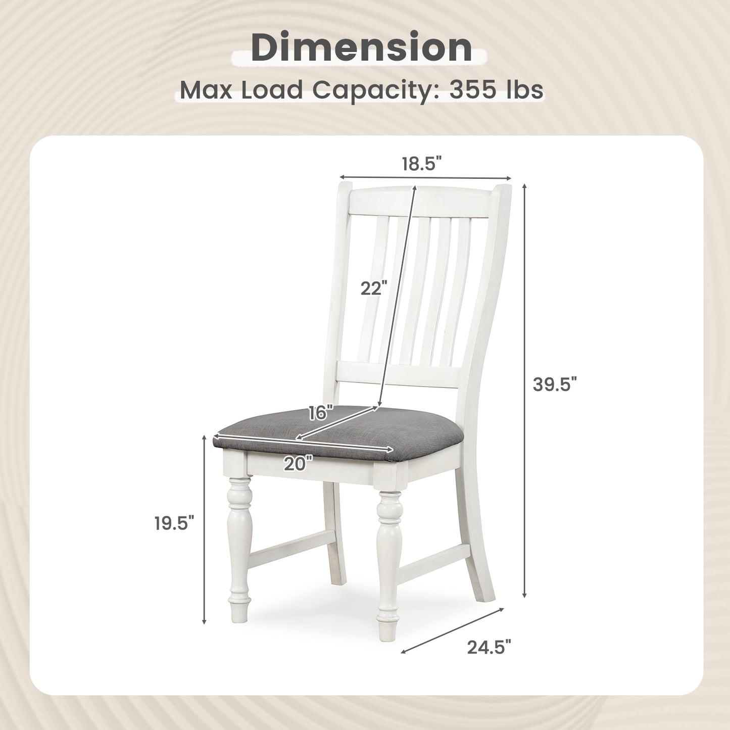 Dining Chairs with Solid Wood Legs and Comfortable Seat Set of 2