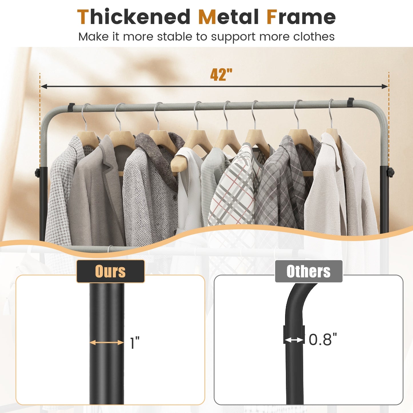Adjustable Double Rod Garment Rack with Shoe Storage and Side Rails