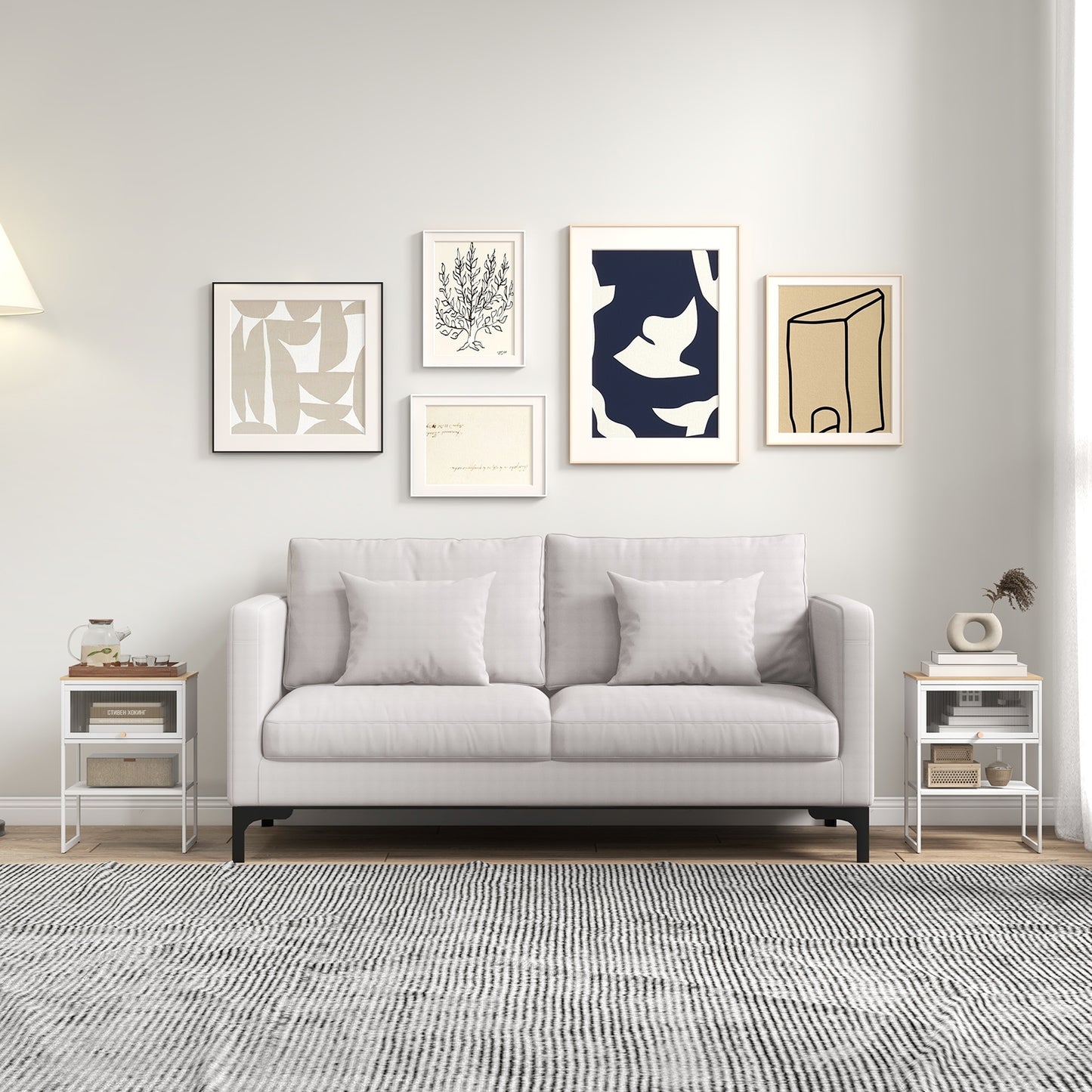 Nightstand with Flip Up Door and Storage Shelf in White