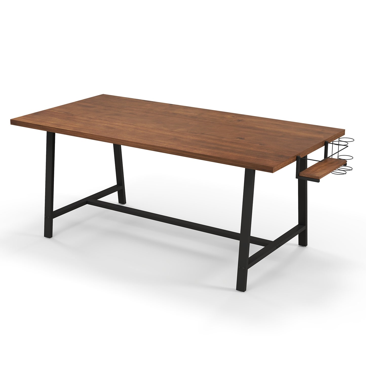 72 Inch Dining Table with Wine Rack and Storage Shelf, Seats 5 to 7, Modern Rectangular Design